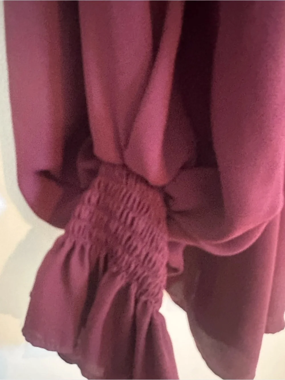 Vince Camuto Burgundy V-Neck Ruffle Sleeve Blouse